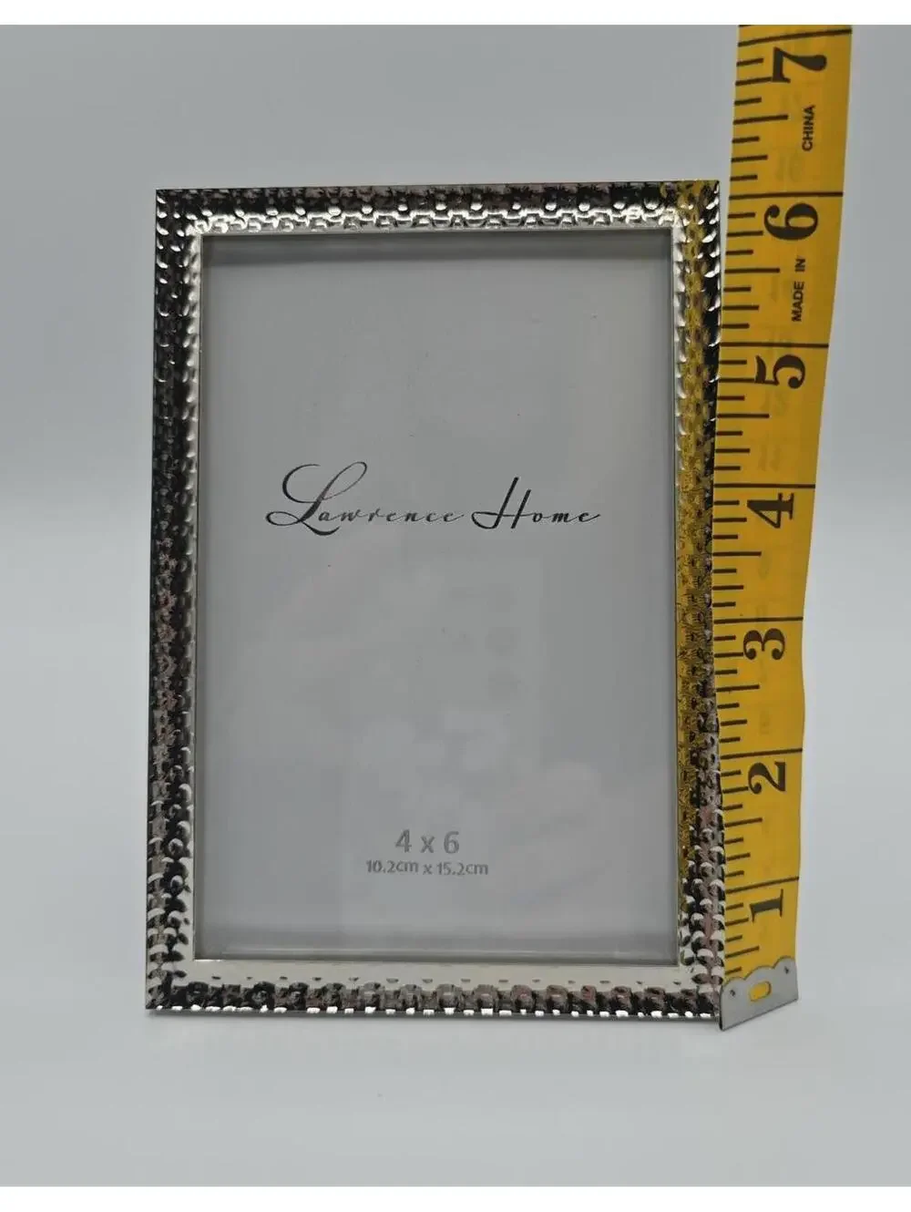 Lawrence Home 4x6 Silver Hammered Metal Picture Frame Modern Decor